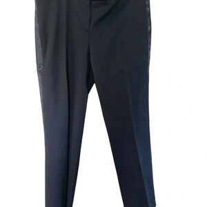 Theory 94% Wool Black Trouser Pants Satin Sides Career Business Office Sz 12